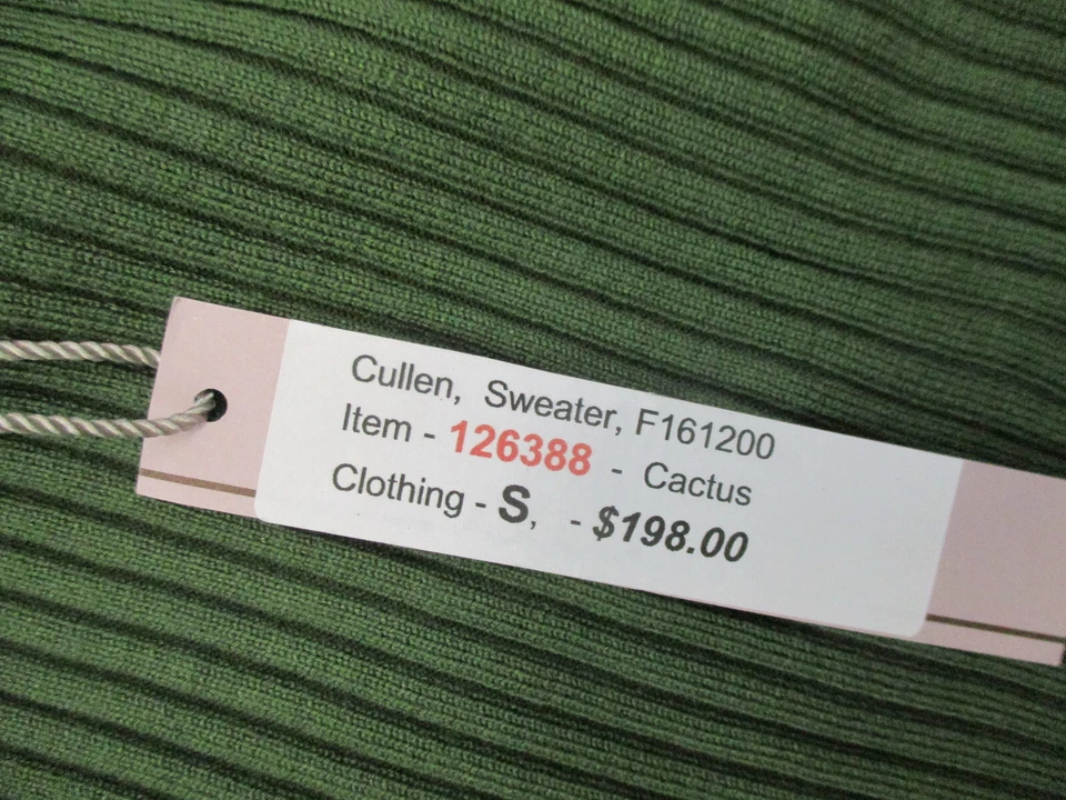 Suéter Cullen Mujer Pequeño Verde Acanalado Cuello Redondo Pullover Elástico Foto 3 de 4