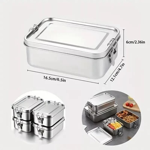 850ml Stainless Steel Square Bento Box Durable Leakproof Food Storage Container - Picture 4 of 8