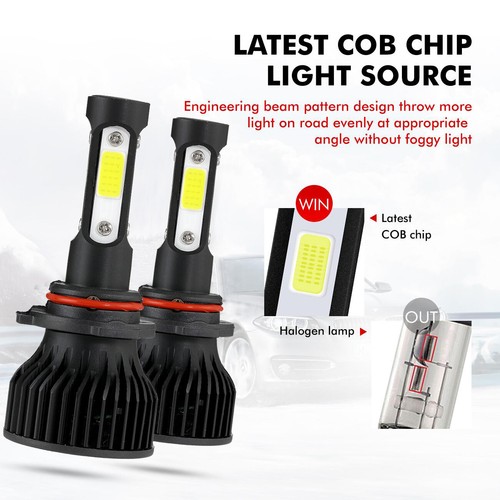 4 Sides 9005 9006 Combo LED Headlight Kit High Low Beam Bulbs 6000K Cool White - Picture 8 of 15