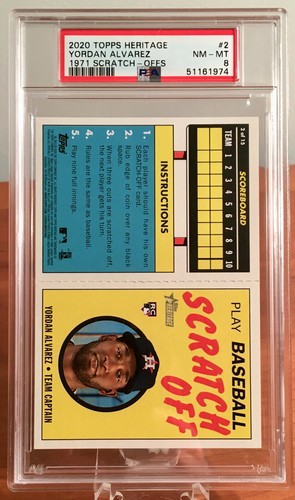 2020 Topps Heritage YORDAN ALVAREZ Rookie RC Scratch Off PSA 8 NM-MINT - Picture 2 of 3