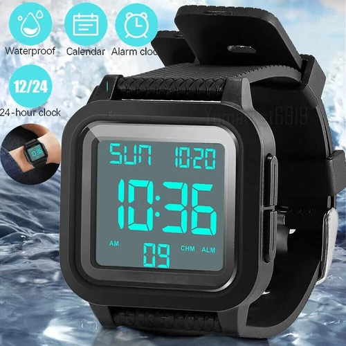 Men's Military Sports Watch LCD Screen Waterproof Wristwatch Large Digital Face - Picture 2 of 15