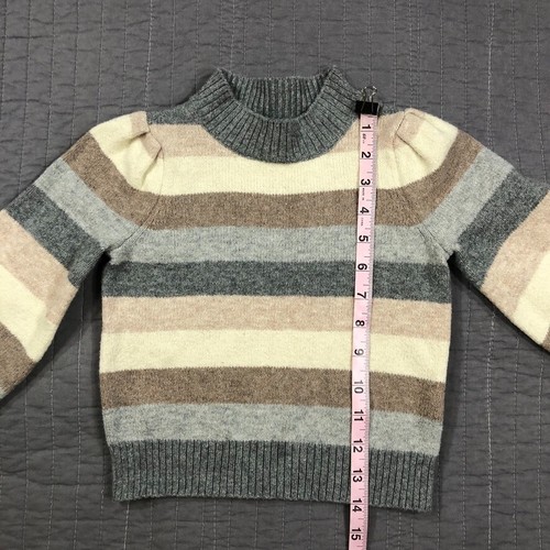 Baby Gap Sweater Girl 4 Years Toddler Gray Brown Striped Cotton Blend Mock Neck - Picture 9 of 24