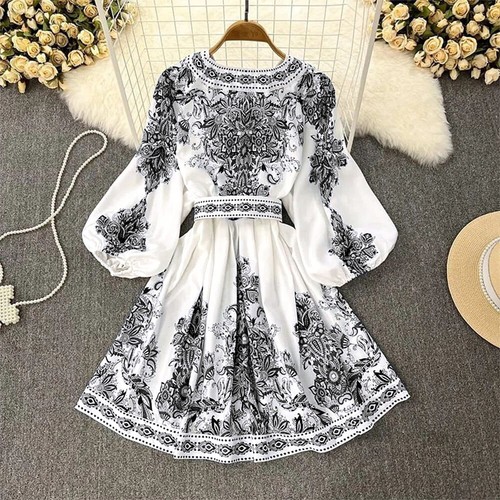 Boho Women V Neck A-Line Long Sleeve Midi Loose Dress Summer Holiday Beach Dress - Picture 7 of 27