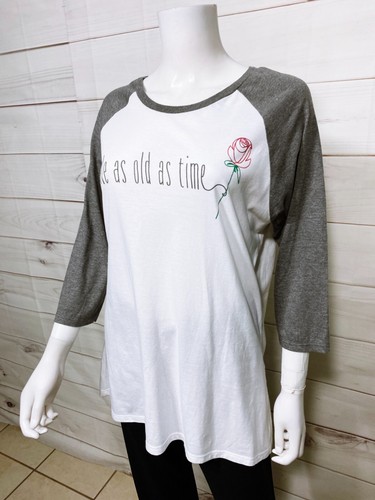 Disney Parks Womens Tale As Old As Time T-Shirt Size XL White & Gray 3/4 Sleeve - Bild 3 von 7