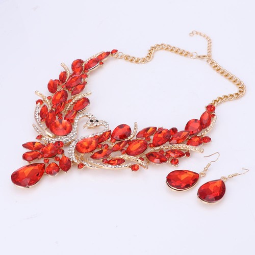 Juegos de Joyería de Cristal para Novia Cisne Collar Pendientes Mujeres Regalo Fiesta - Imagen 68 de 85
