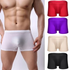 Sexy Men Ice Silk Seamless Boxer Briefs Shorts Panties Underwear Underpants