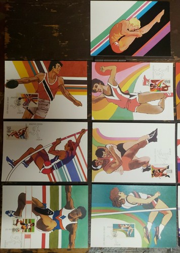 Robert Peak Post Card Lot 1984 Olympic Sport 10 Pc + 15 3x5 Post Cards + Stamps - Picture 2 of 5