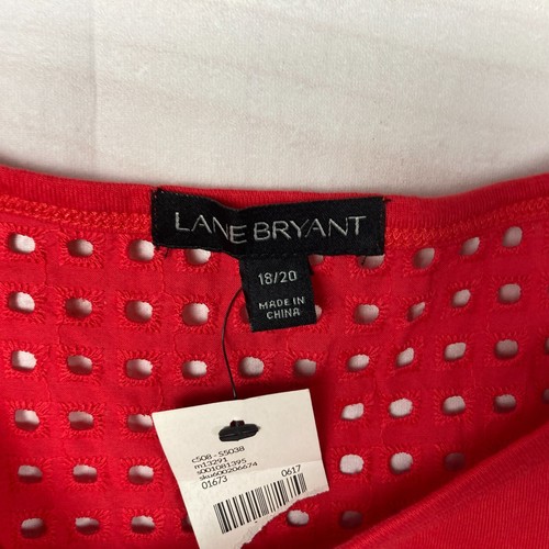 Lane Bryant Top Womens 18 20 Red Eyelet Neck T-Shirt Dolman Sleeve Round Neck - Picture 4 of 7