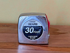 Vintage  SEARS 39424 METAL 30ft LOCKING TAPE 1" 3 COLOR BLADE USA 939424 CLEAN !