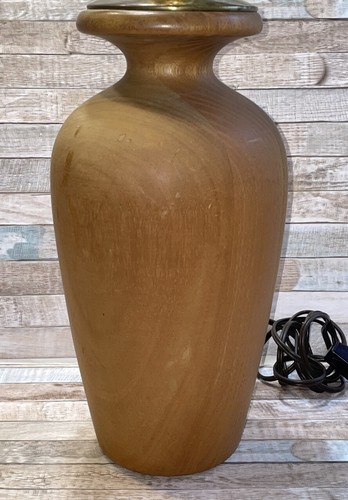 DANISH Mid Century Modern Solid Wood Table Lamp HEAVY 22” Vintage Stripe Light - Picture 3 of 10