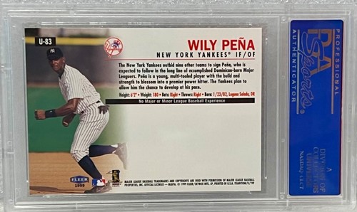 1999 Fleer Tradition Update - WILY PENA ROOKIE PSA 10 GEM MINT -  Yankees - Afbeelding 2 van 2