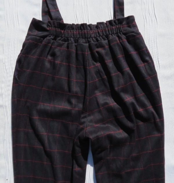 HARLYN Anthropologie Mujer EE. UU. 8 M Azul Marino Tartán Cuadros Pantalones Tirantes Pantalones Foto 4 de 4