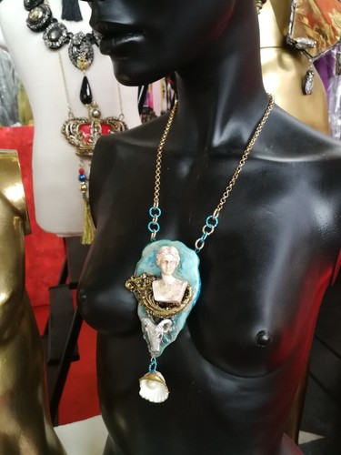 Jewelry Necklace Pendant Antique Baroque Belle Epoque Art Deco Nouveau Jewel Bib - Picture 10 of 24