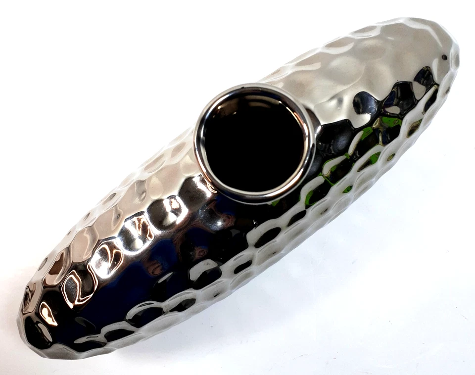 Silver Hammered Ceramic Vase Oval Thomas Philipps Germany - Image 3 of 4