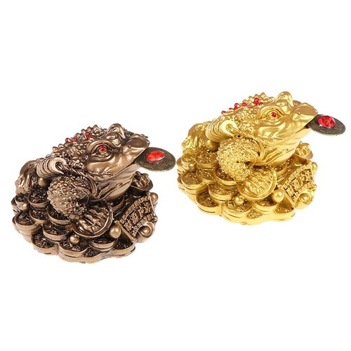 Bring Luck Feng Shui Toad Chinese Golden Frog Toad Statue Desktop Decoration - Picture 10 of 13