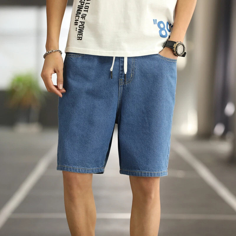 Men's Loose Straight Breeches Sports Half Pants Short Jeans Casual Denim  Shorts