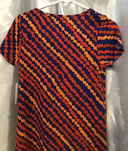 Nueva con etiquetas Camisa Larga LulaRoe Clásica T wmn XXS Roja Multicolor Rayas Geométricas - Imagen 9 de 11