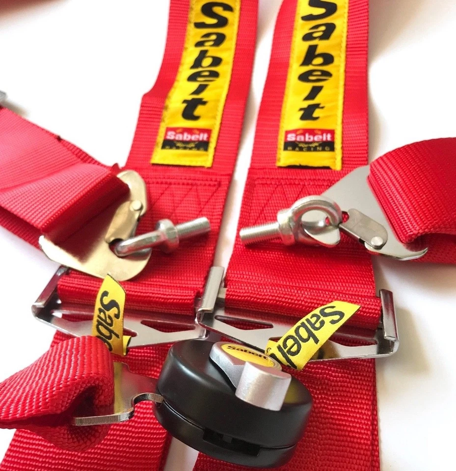 Universal Racing Camlock Harness Red 4 Point Seat Belt 3" Snap on Quick Release - Imagem 4 de 4