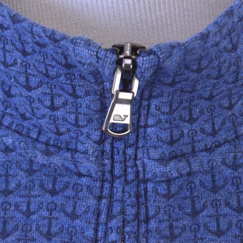 Maglione uomo Vineyard Vines XXL blu ancore maniche lunghe zip misto cotone - Foto 4 di 7