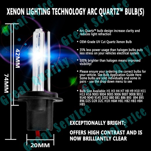 HID Replacement Xenon 2 Bulbs 9006 9005 H1 H7 H4 H8 H11 HB3 HB4 6000K White - Picture 6 of 18