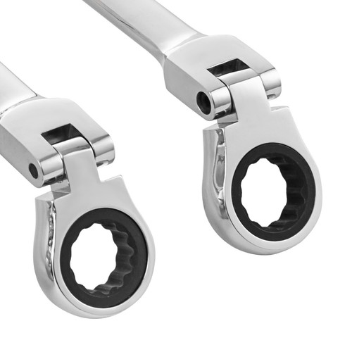 Juego de llaves de trinquete de cabeza flexible métrica de 6 piezas de 8-19 mm extra largas de doble caja - Imagen 8 de 13