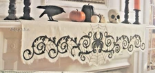 Nicole Miller Mantle Scarf Beaded Spider Web Halloween 24x84" Scary Spooky