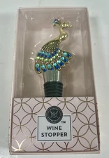 Modern Expressions Jeweled Multicolor Peacock Wine Stopper Barware NIB