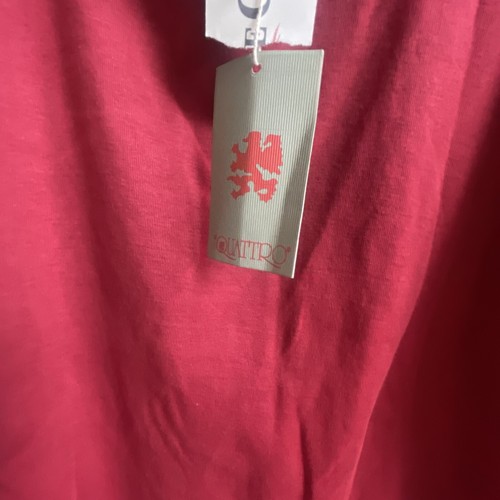 NWT Vintage Quattro T Shirt Men’s Medium 100% Cotton Red Long Sleeve BRAND NEW - Picture 2 of 9