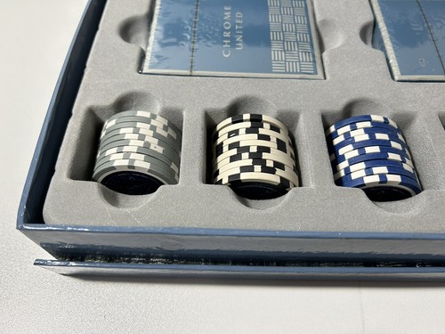Chrome United Azzaro Promo Boxed Poker Gift Set 2 New Decks Cards Chips - Picture 6 of 13