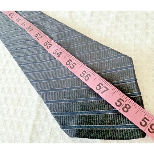 Corbata Tommy Hilfiger 100 % seda importada para hombre hecha en EE. UU. Repp negra azul - Imagen 8 de 9