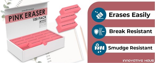 Innovative House Pink Radierer Großpackung - Latexfrei, wischfest großer Radierer - Bild 9 von 13
