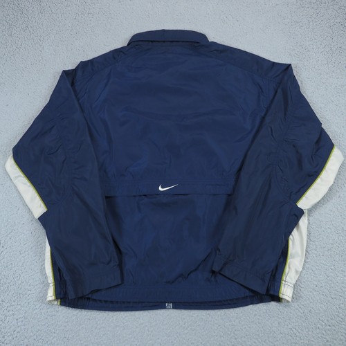 VINTAGE Nike Jacket Mens XL Navy Zip Up Windbreaker White Swoosh Embroidered 90s - Picture 2 of 14