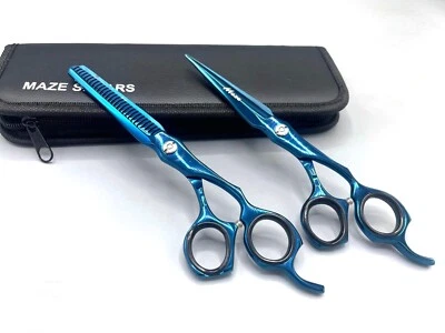 MAZE SHEARS Professional High End Barber Salon Cutting and Thinning Scissors Set Titanium J2