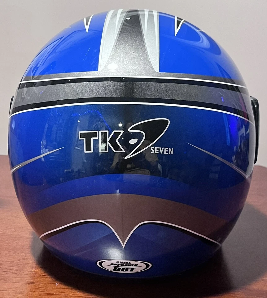 Casco de motocicleta KBC TK-7 Snell DOT M95 azul/blanco talla XS con protector facial Foto 3 de 4