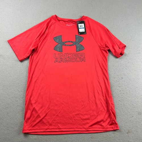 Under Armour Shirt Youth XL Red Lightweight Short Sleeves Tech Hybrid Tee NWT - Picture 1 of 11