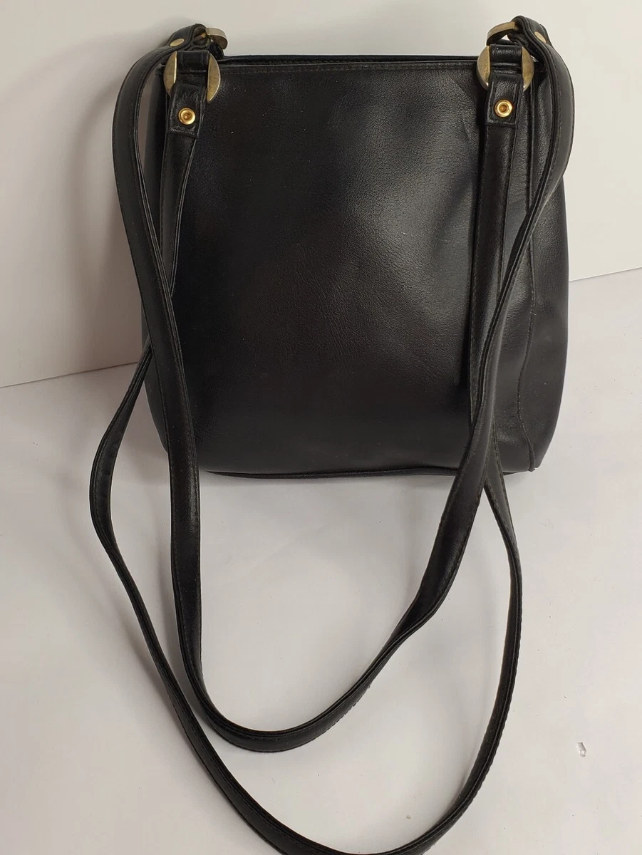 Black faux leather shoulder bag hot sale
