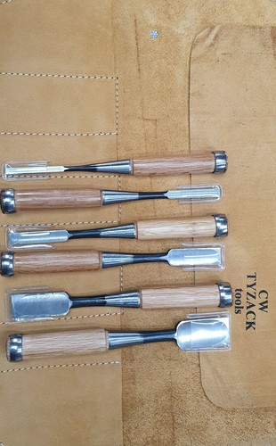 Japanische Tataki Name, Standard Bank Meißel 6-teiliges Set + Leder Meißel Rolle - Bild 2 von 3