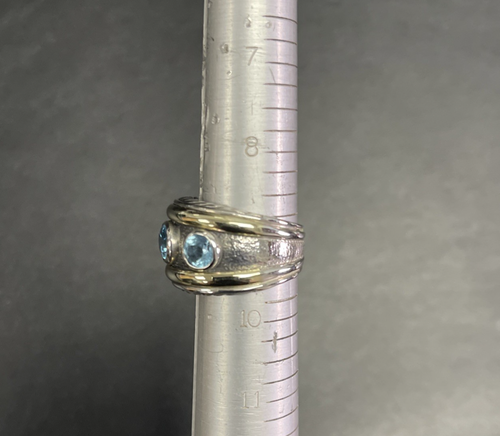 David Yurman 925/14kt 3 Stone Blue Topaz Ring Zs 9.5 - Picture 13 of 13