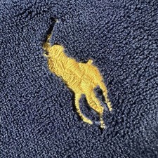 Polo Ralph Lauren Blue Plush Fleece Bath Robe Shawl Collar Yellow Pony Medium