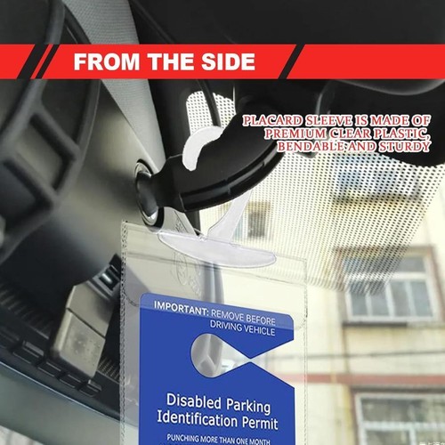 Parking Placard Permit Hanger Sleeves- Transparent Plastic Disabled Parking Plac - Picture 7 of 7
