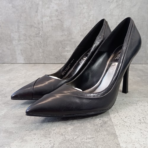 SIGUIENTE Zapatos de tacón alto negros para dama talla UK 6 zapatos de corte de cuero sin cordones - Imagen 4 de 16