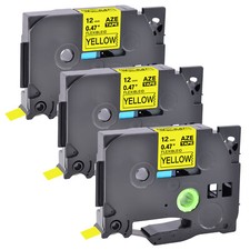 3PK Compatible Brother TZ-FX631 TZe-FX631 Black on Yellow Flexible Label Tape