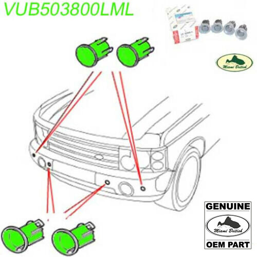 LAND ROVER FRONT PARKING SENSOR BRACKET BEZEL SET x4 RANGE VUB503800LML OEM - Picture 1 of 1