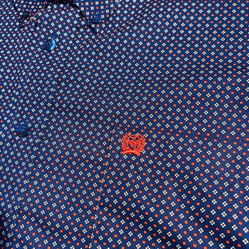 Camisa Cinch Para Hombre Grande Azul Marino Geométrica Manga Larga Con Botones - Imagen 3 de 9