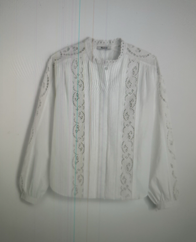 Madewell Lace-Inset Pintucked Button-Up Top White - 第 3/18 張圖片