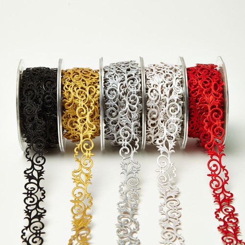Adhesive Fleur de lis Scroll Gift Wrap Décor Tape Craft Ribbon 7/8" Width - Picture 1 of 6