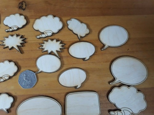 25x Sprechblasen Holz Handwerk Formen Holz Zum Selbermachen Dekoration Scheibe Plakette - Bild 3 von 5