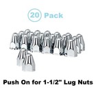(Set/20) Chrome Bullet Lug Nut Covers w/o Flange 1-1/2" Push-On (2-3/4" Long)
