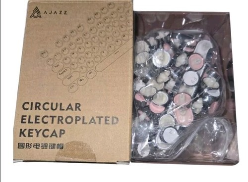 Circular Electroplated Keyboard Keycaps , New , Pink And White