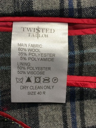TWISTED SAILOR Mens Blue & Grey Check Jacket Blazer Size 40 NEW Medium RRP £145 - Picture 9 of 12